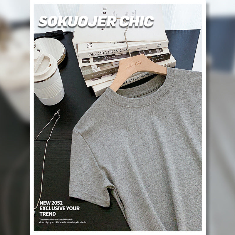 Modal T-shirt med korte ærmer til kvinder - Høj elastisk slim-fit rundhalset top