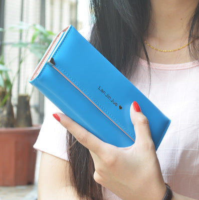 Tri-fold women's long wallet