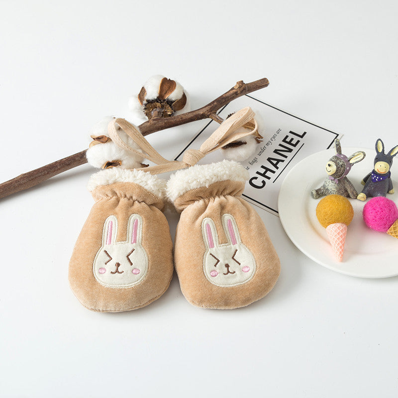 Plus Velvet Thickening Can Hang Neck 1-3 Years Old Children's Warm Gloves