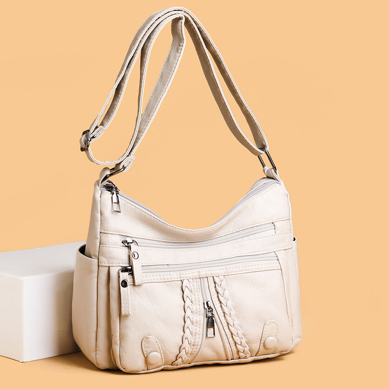 New Large Capacity Multi-compartment Washed Leather Bag