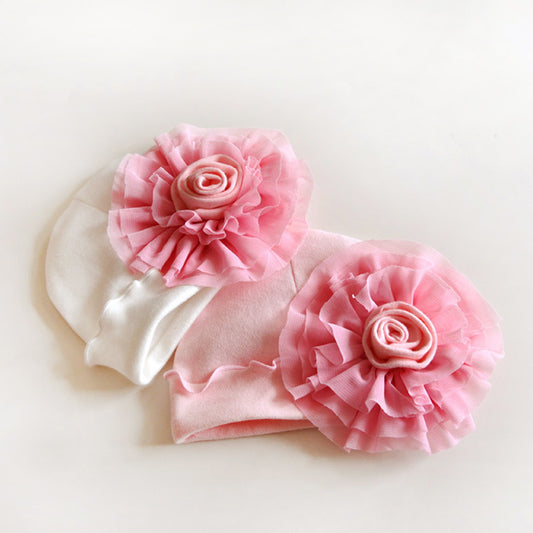 Super Smuk Stor Blomst Strikket Pige Babyhue
