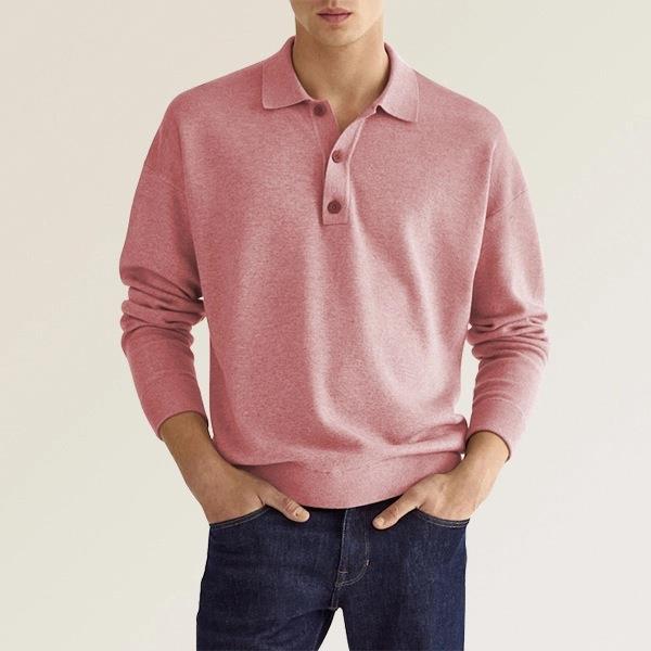 European And American Autumn Long Sleeve V-neck Buttons Men's Casual Jacket Polo Shirt