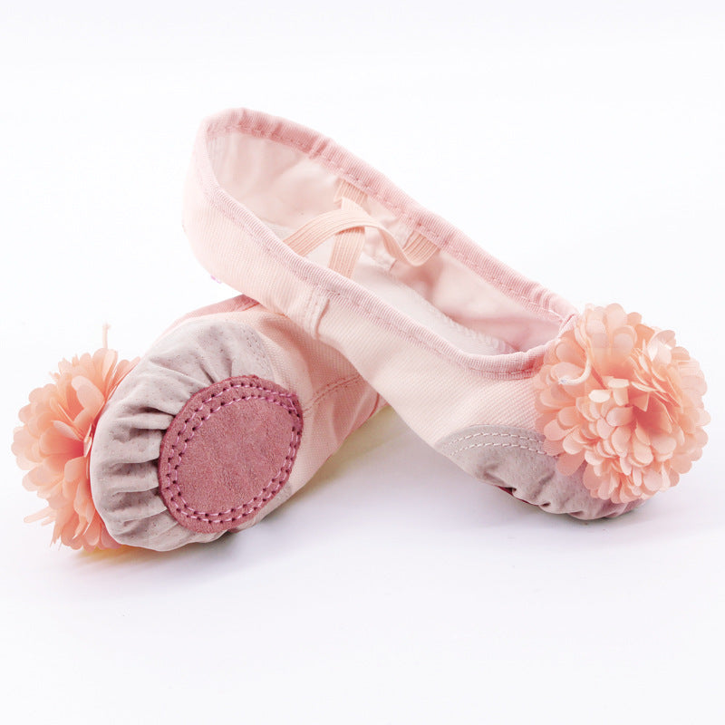Children's Flat-bottomed Exercise Flower Ballet Shoes