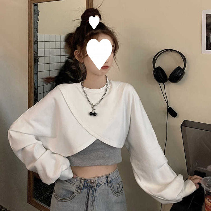 Irregular Short Long-sleeved Sweater Women's Vest Two-piece Set