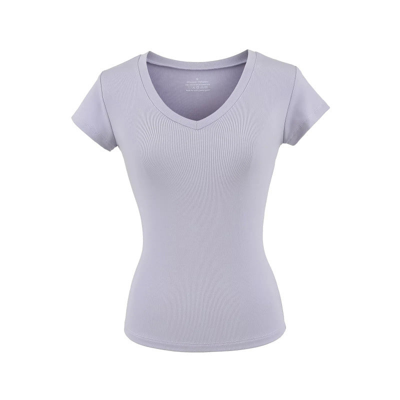 Silk Short-sleeved T-shirt Women's Short Waist-controlled Top