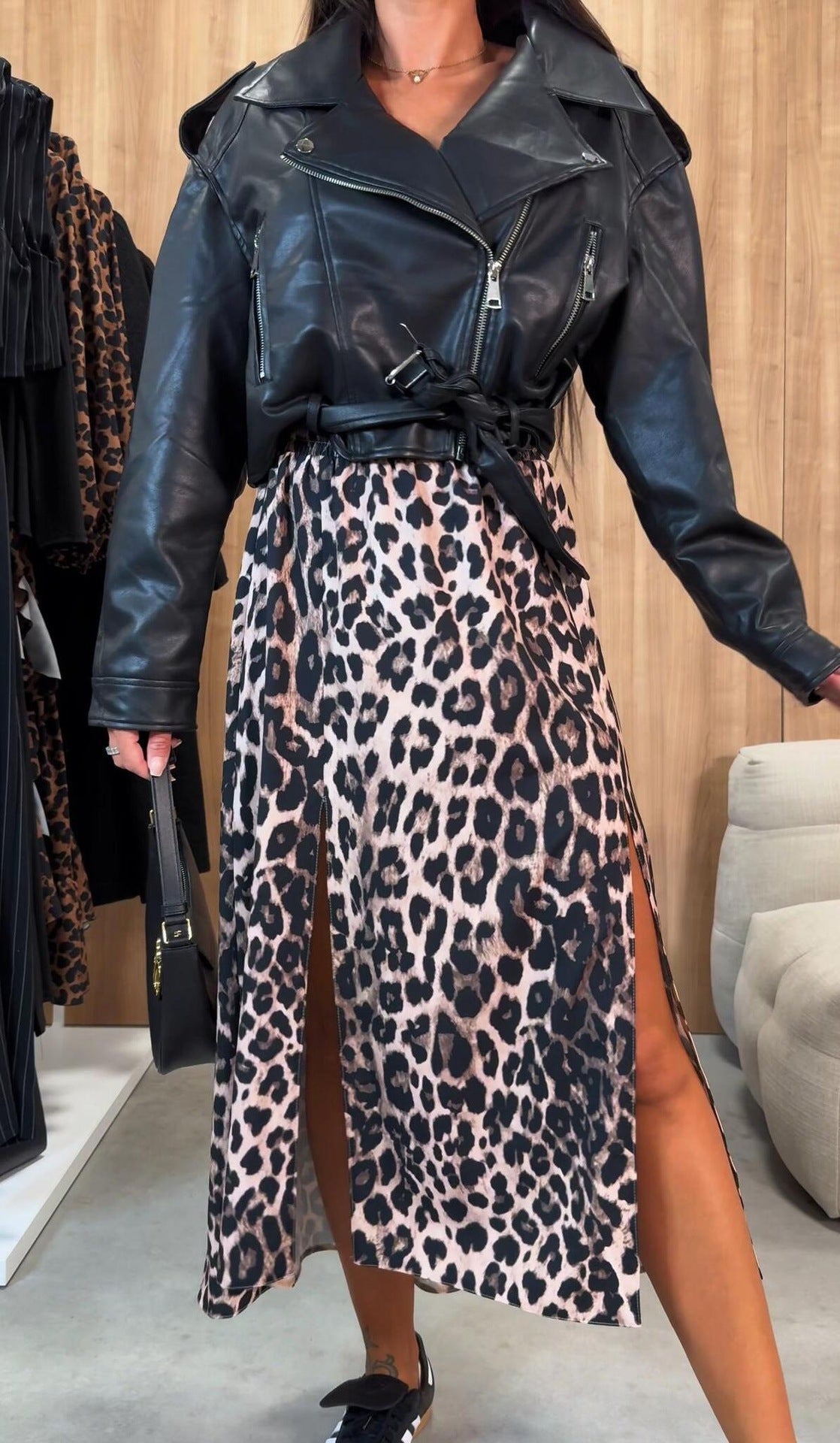 Fashion High Waist Slit Printed Skirt Women's Clothing