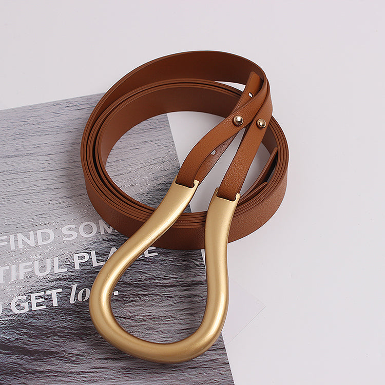 Metal curved large horseshoe buckle belt