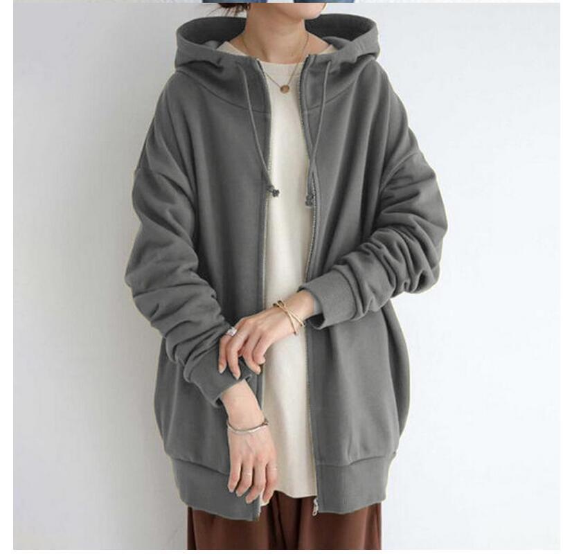 Zipper Hooded Long Velvet Lining Sweater