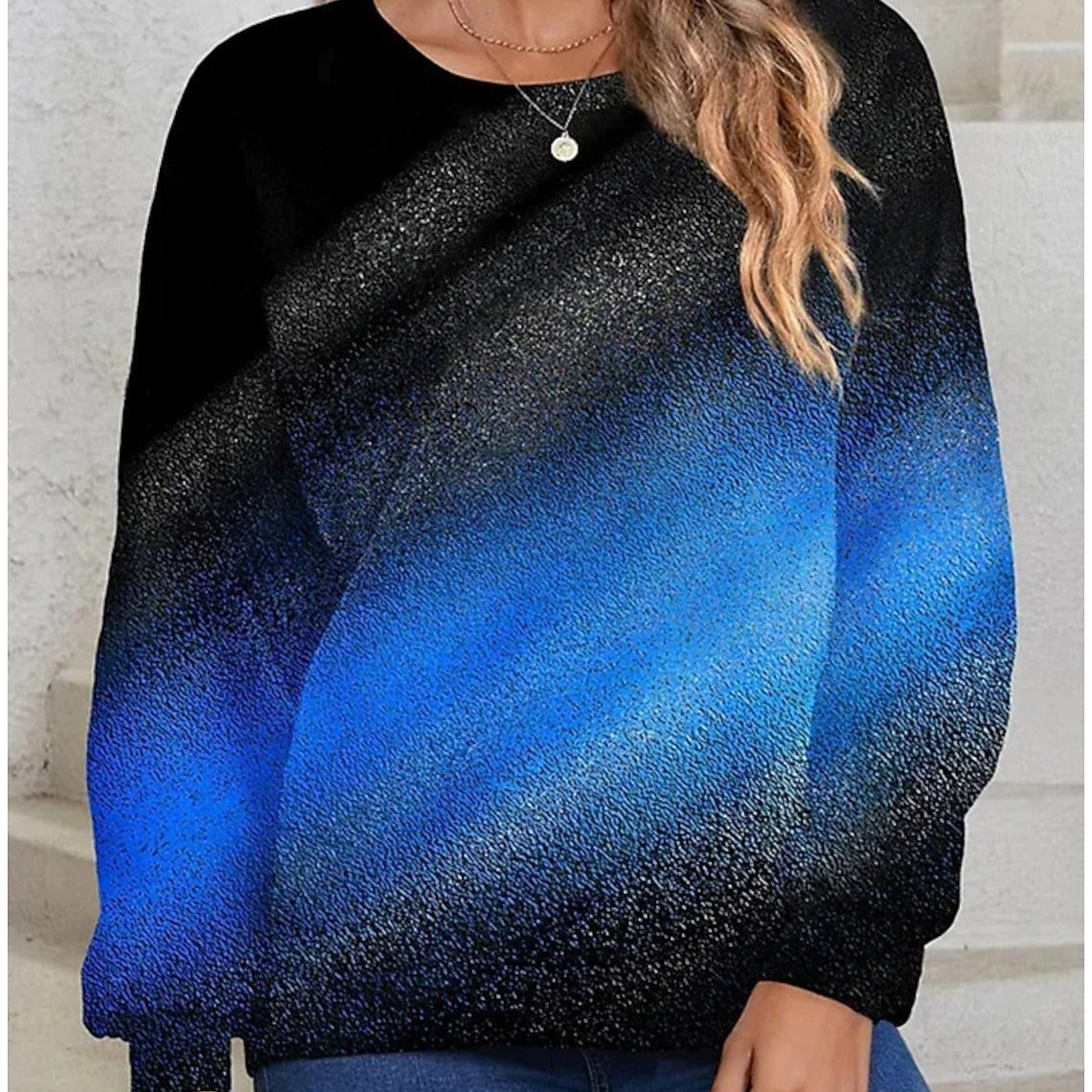 Women's Round-neck Long Sleeve Gradient Sequin Long Sleeve Loose Sweatshirt