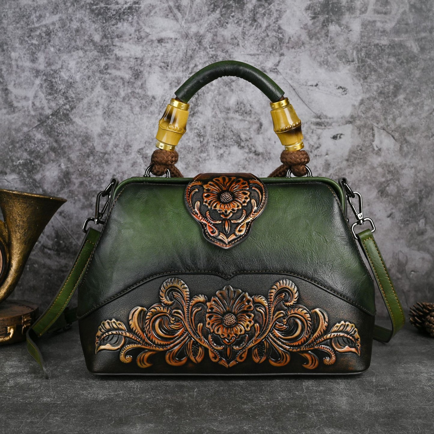 Retropræget Håndfarvet Håndtaske Crossbody Klemme-taske