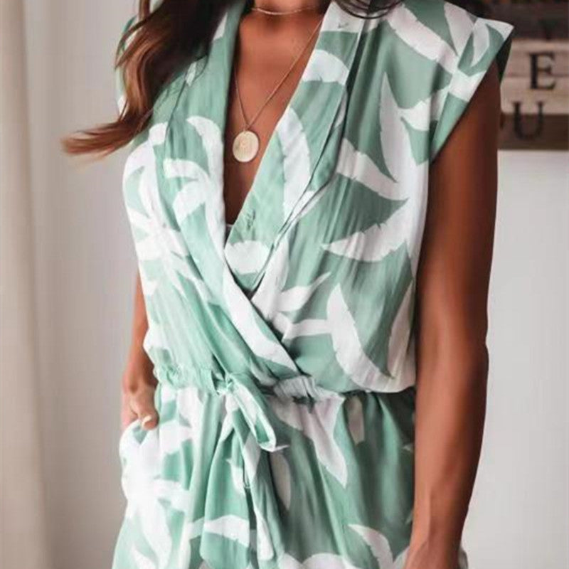 Women's Simple Fashion Casual Print Jumpsuit