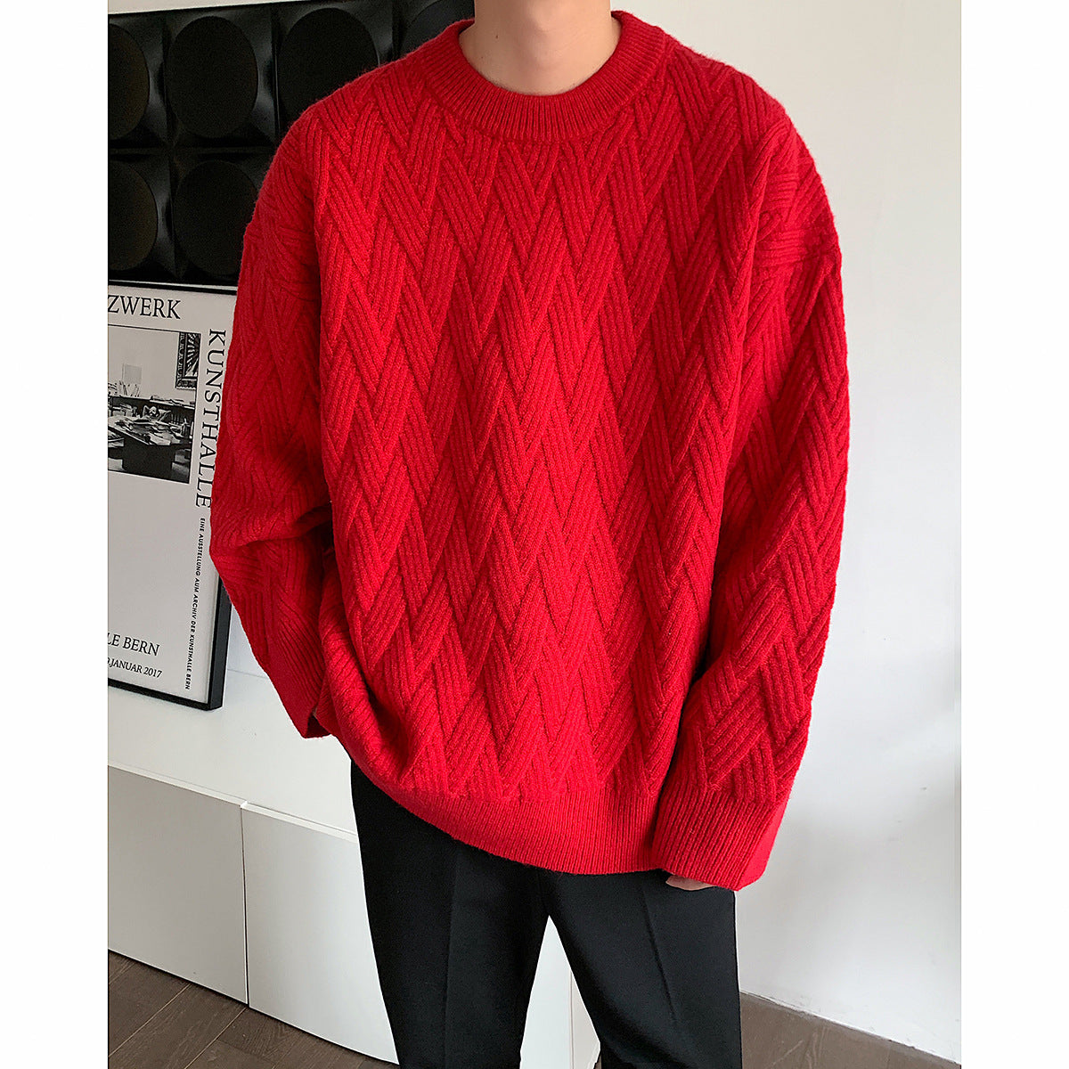 Solid Color Non Pilling Jersey Over Men's Sweater