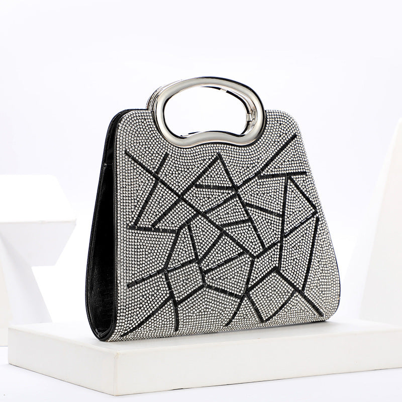 Uregelmæssige striber Rhinestone Glitter PU-læderhåndtaske