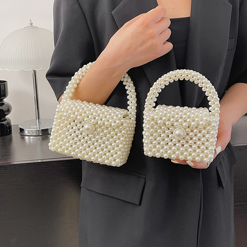 Children's Pearl Hand-woven Shoulder Crossbody Box Bag