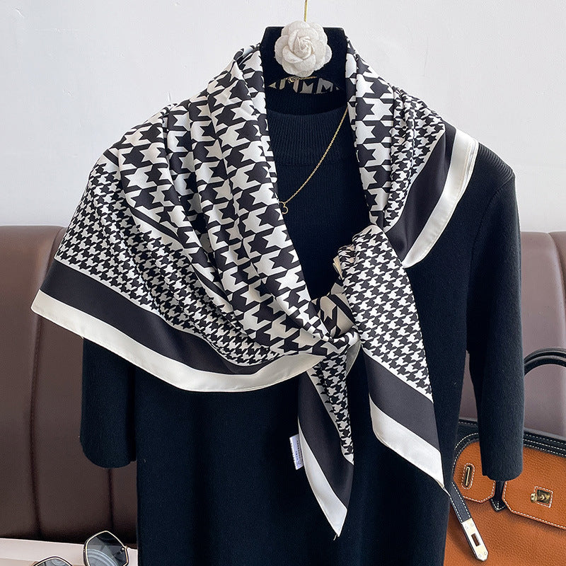 High-grade Versatile Twill Large Kerchief Classic Plaid Scarf