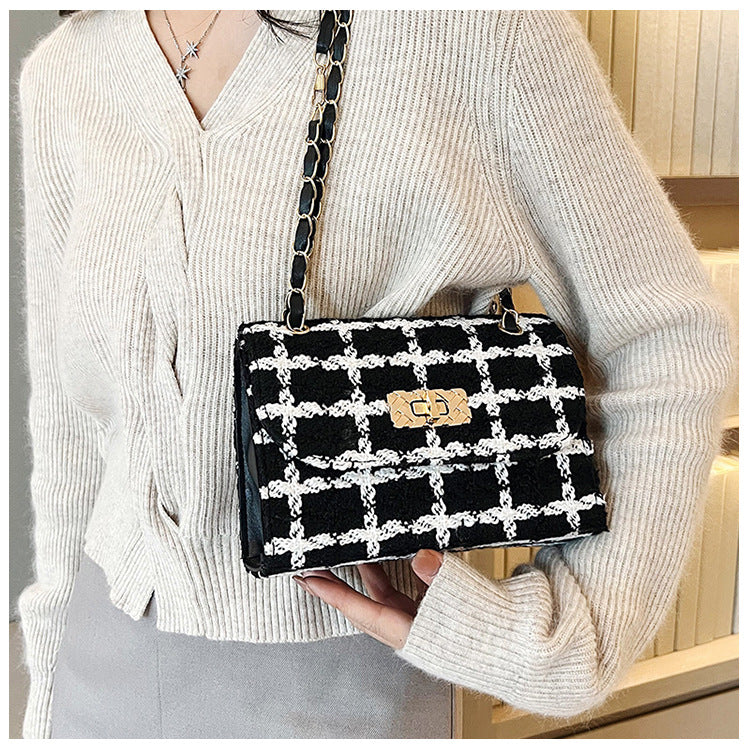Damemode Trendy Kædetaske Tekstur Crossbody