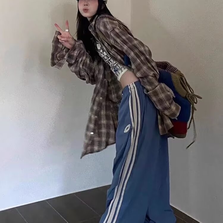 American High Street Striped Baggy Pants Women