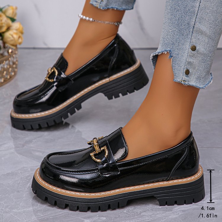 Retro Farvematchende Afslappede Chunky Hæl Plateau Pumps