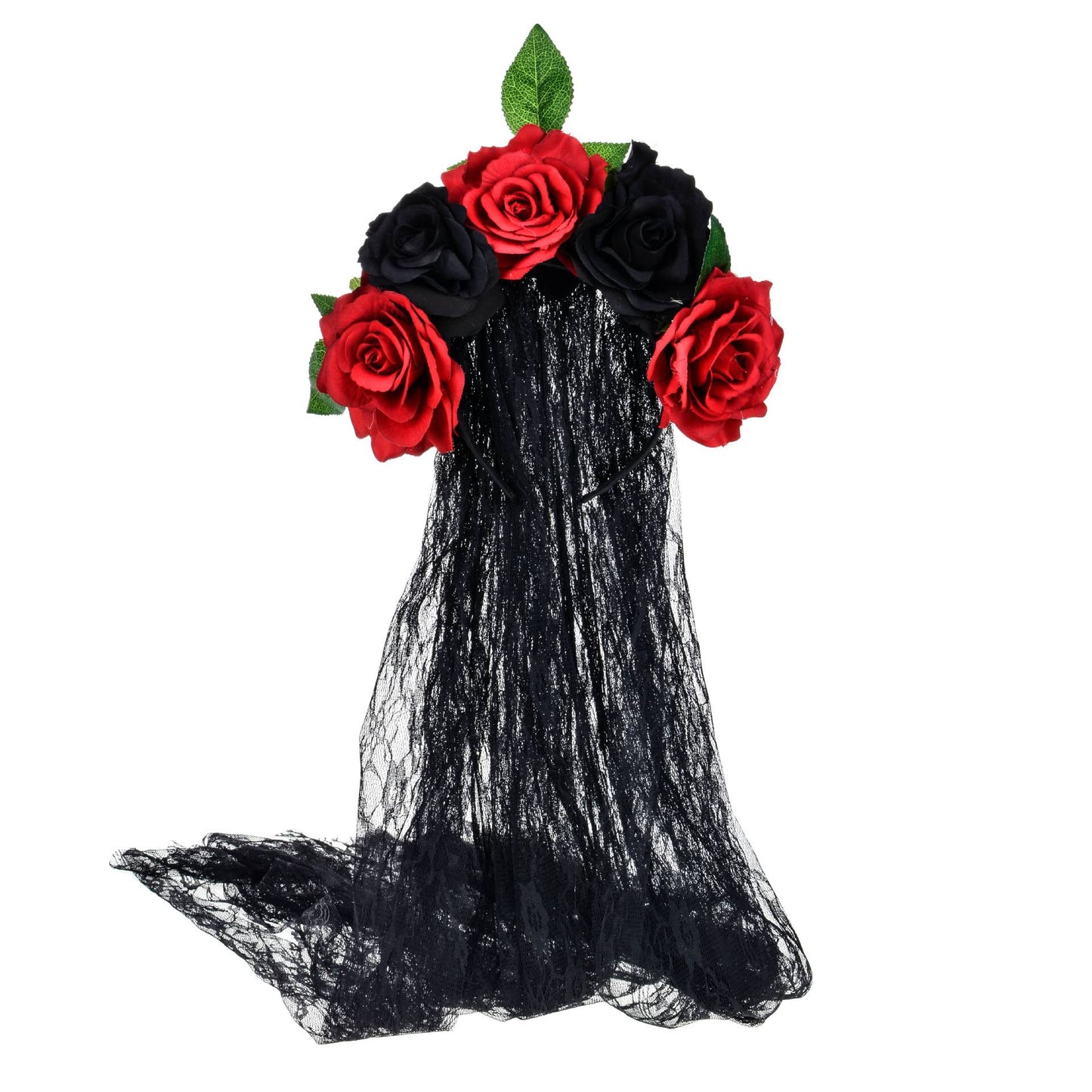 Artificial Rose Flower Headband Lace Veil