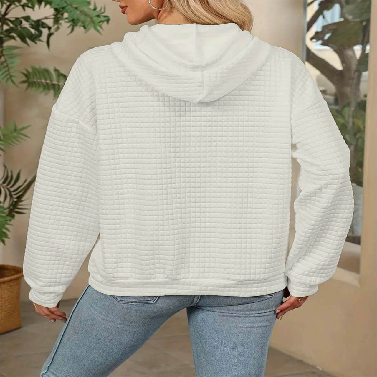 White Hooded Autumn Winter Sweater