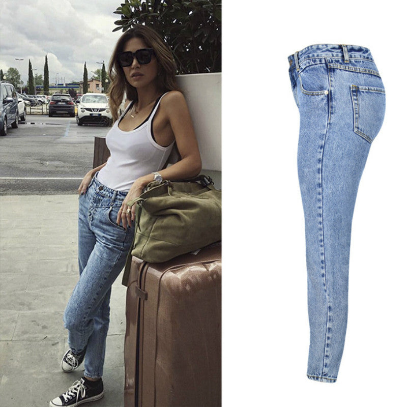 High-rise slim straight-leg washed jeans