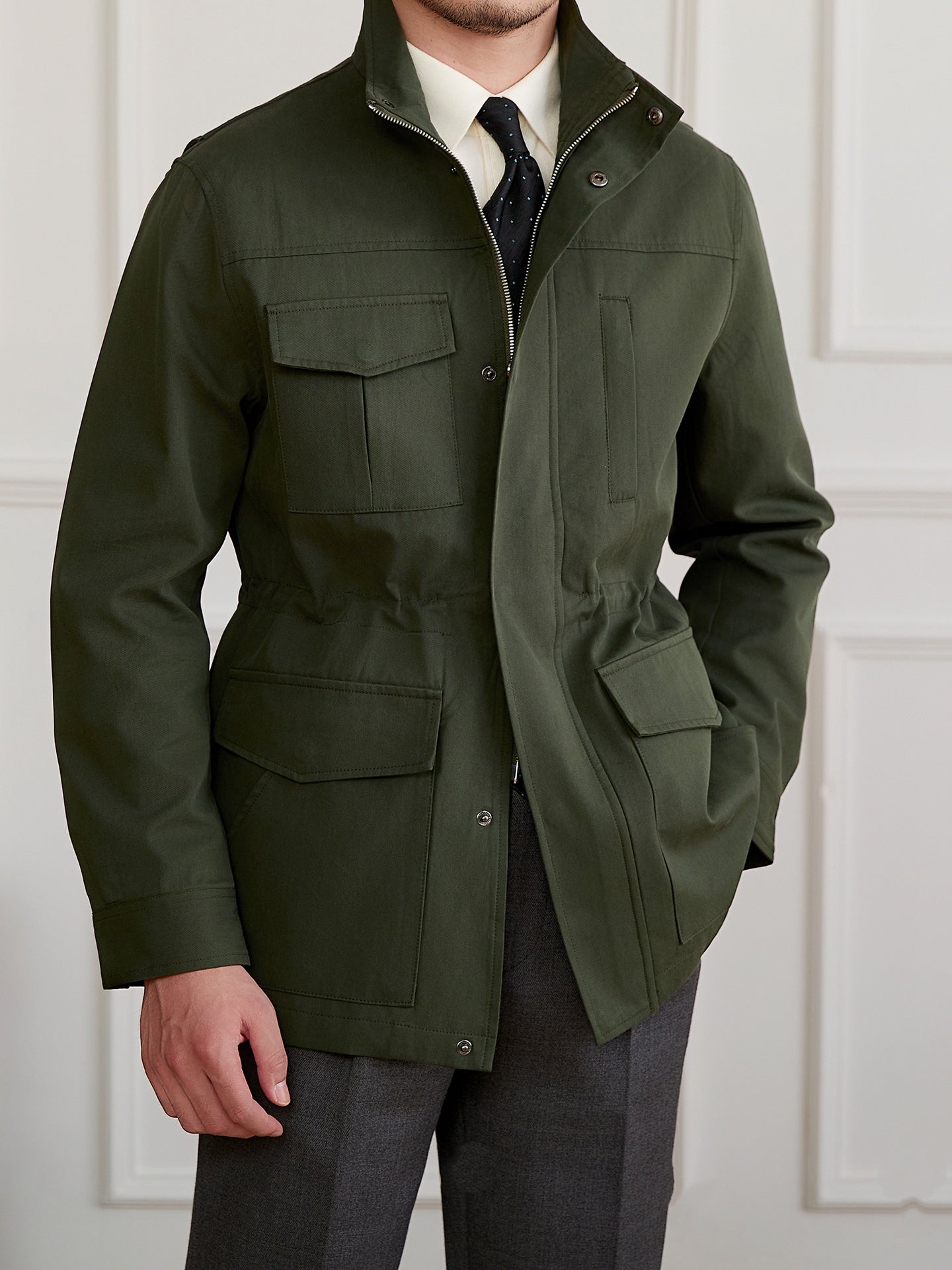Stand Collar Gentry Waist Trimming Casual Jacket Vintage Coat