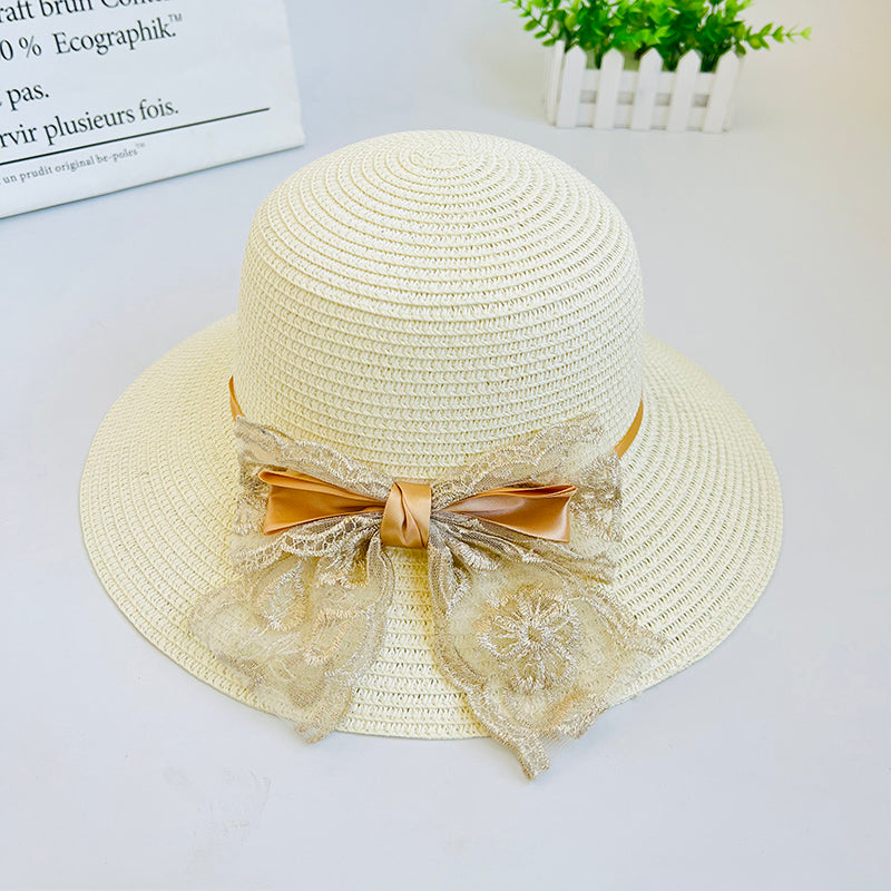 Women's Summer Outdoor Vacation Shade Bow Straw Hat