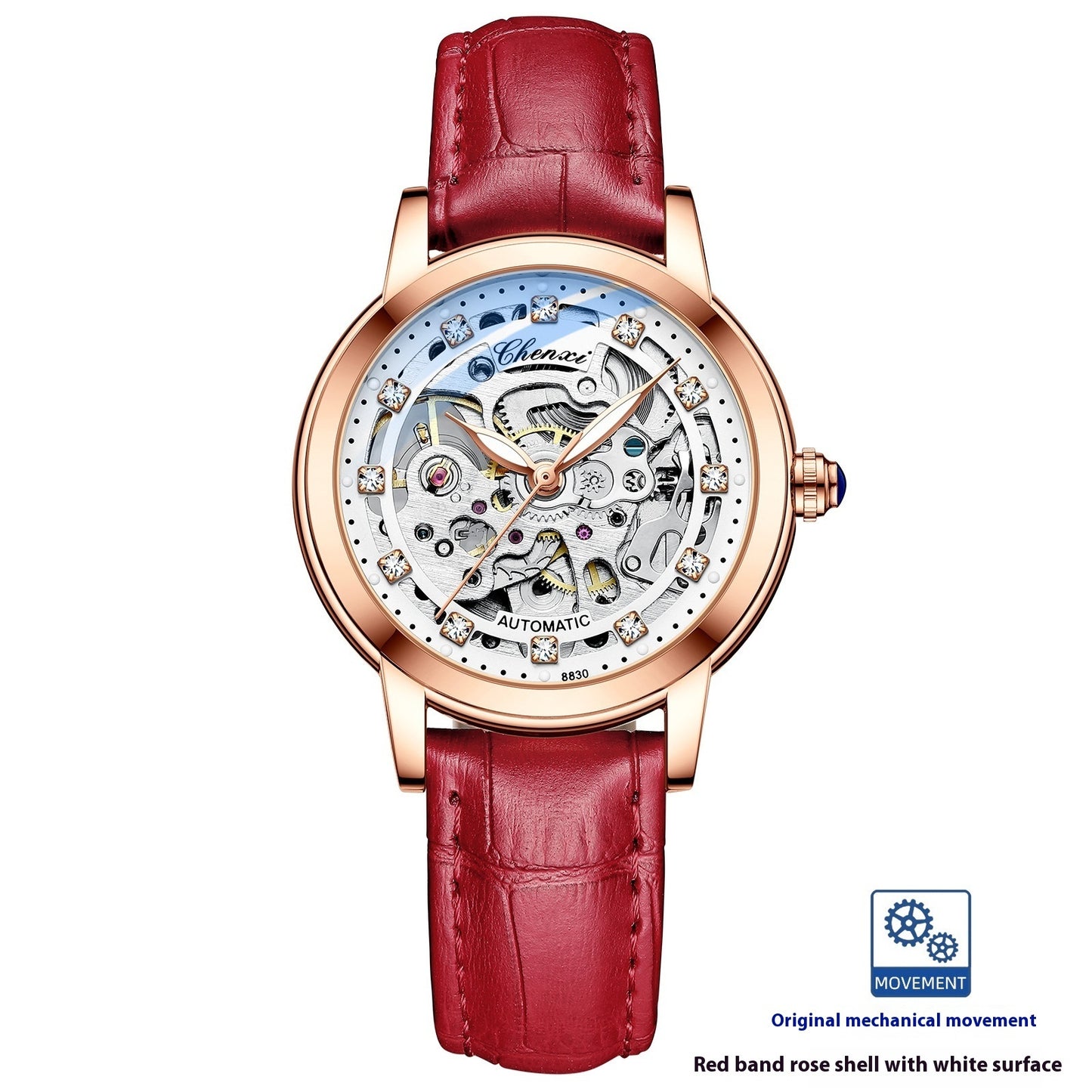 Fashion Diamond Waterproof Automatic Hollow Mechanical Watch