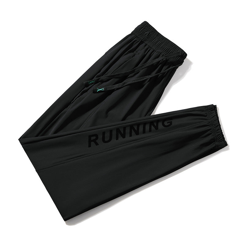 Stretch Quick-dry Casual Sports Printing Loose Drawstring Trousers Cropped Pants