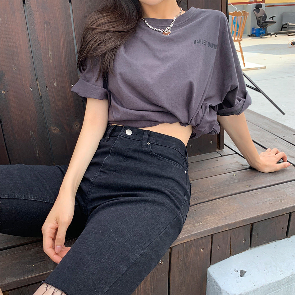 Black high waist slim jeans