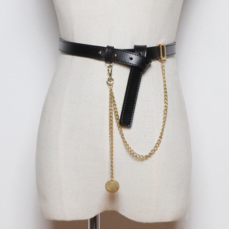 Cross-border Simple All-match Belt Belt Chain Pin Buckle Female Leather Girdle
