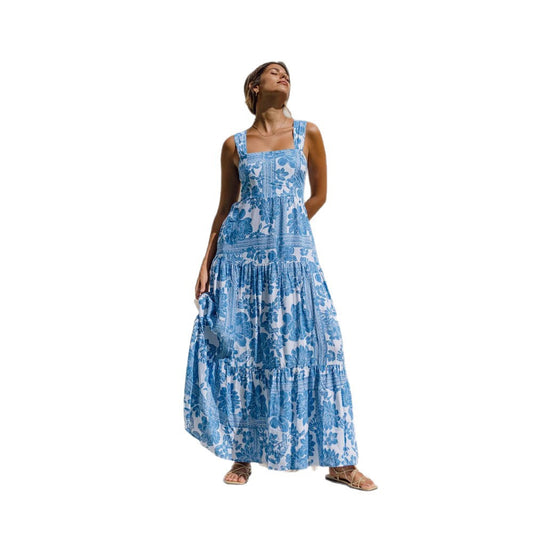 Womens Geometric Strap Bohemian Resort Maxi Dress