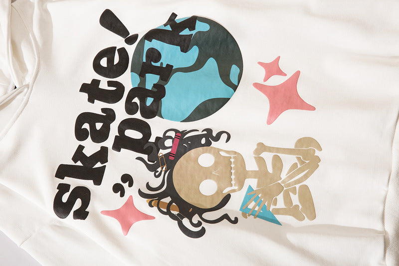Hip Hop Cartoon Foam Print Retro High Street Hoodie