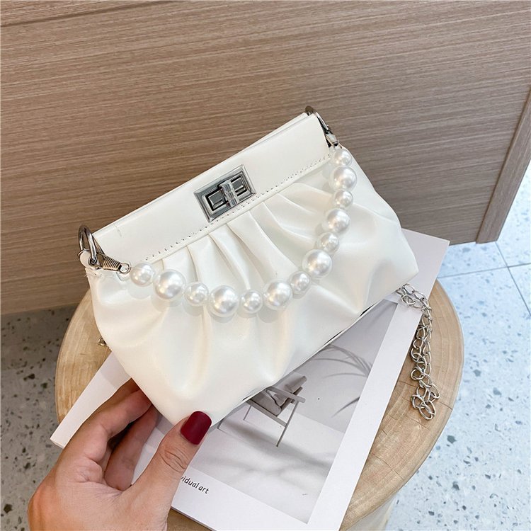 Pearl Hand Pleated Cloud Bag Women's Shoulder Bag