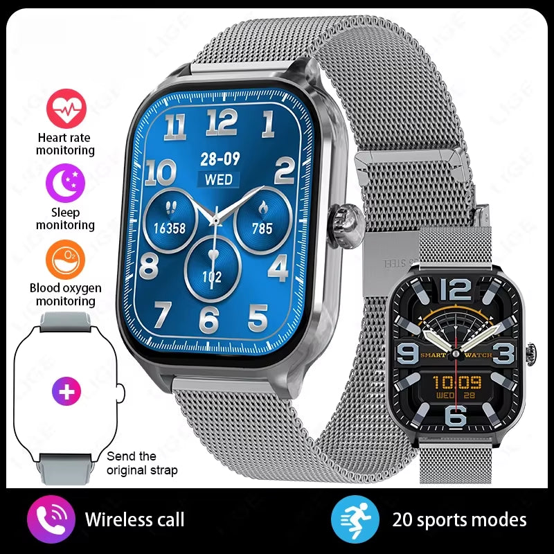 2025 New Fashion Smart Watch Heart Rate Monitor Sports Fitness Watch Waterproof Voice Calling Smart Watch for Huawei Xiaomi