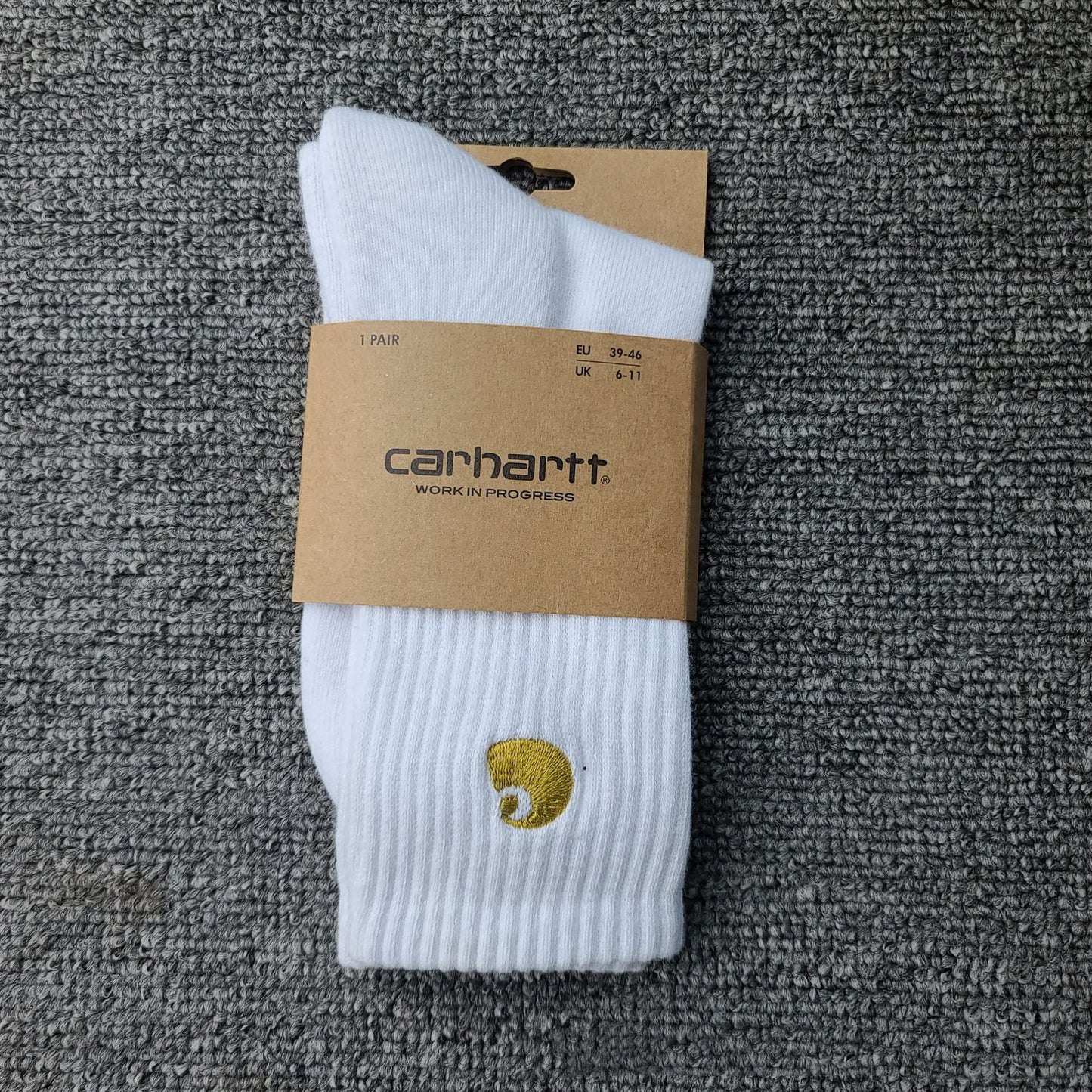 Gold Embroidered Sports Style With Letters Socks
