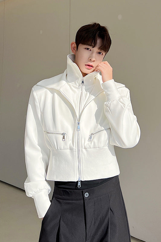 Double Lapel Jacket Men's Ultra-short Fake Two-piece Jacket