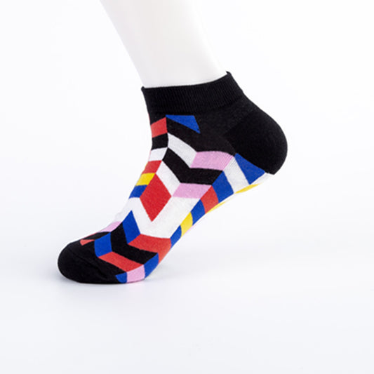 Men's Socks Trend New Geometric Series Boat Socks