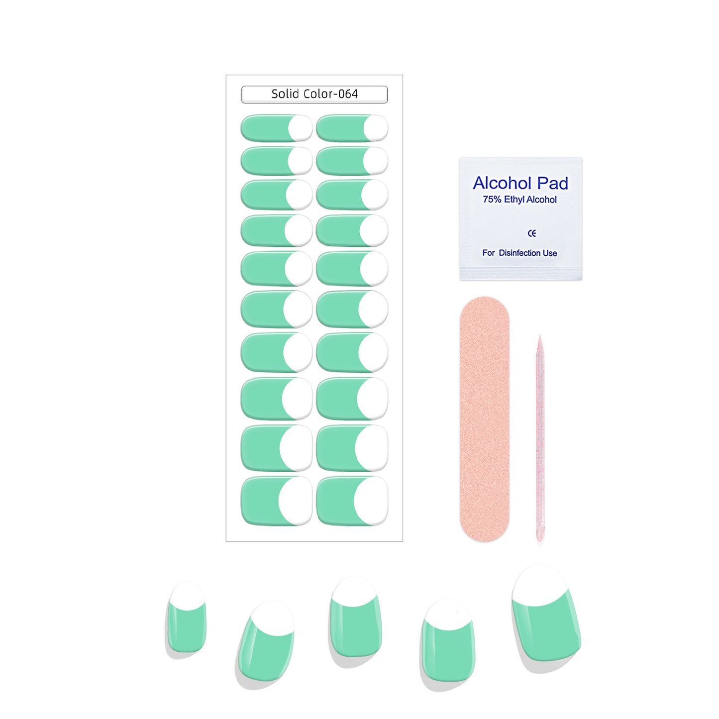 New French Solid Color Gel Waterproof Semi-baked Nail Stickers