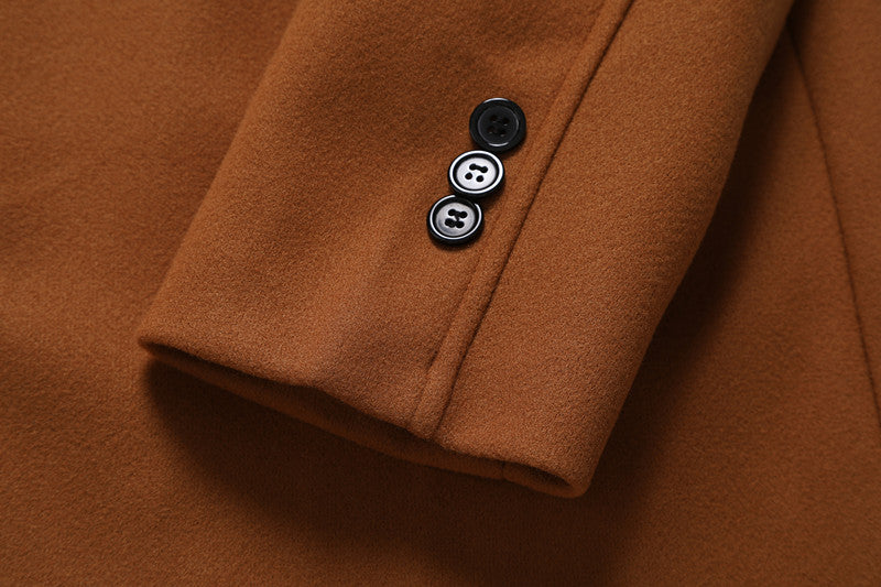 Solid-color, Form-fitting Woolen Coat For Middle-aged And Young Men In Autumn