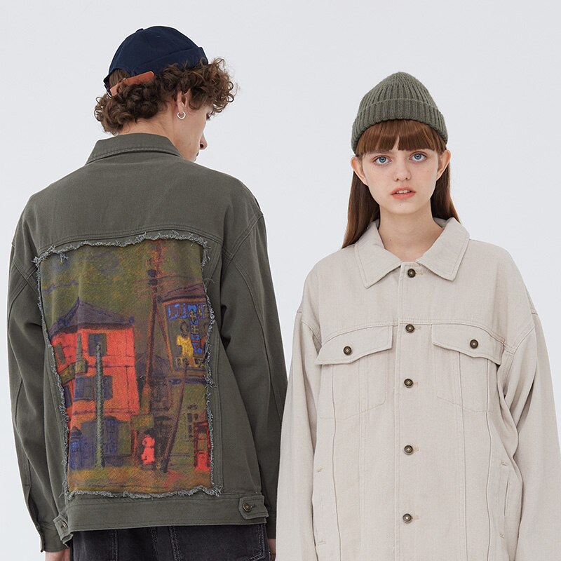 Retro patch loose jacket
