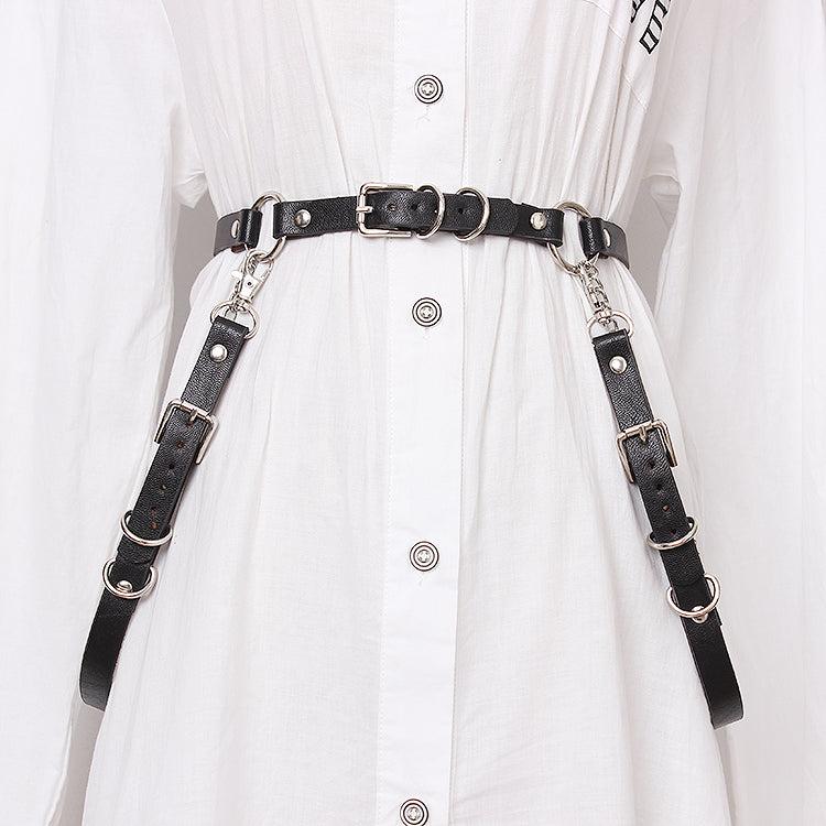 Women's leather belt chain waist chain