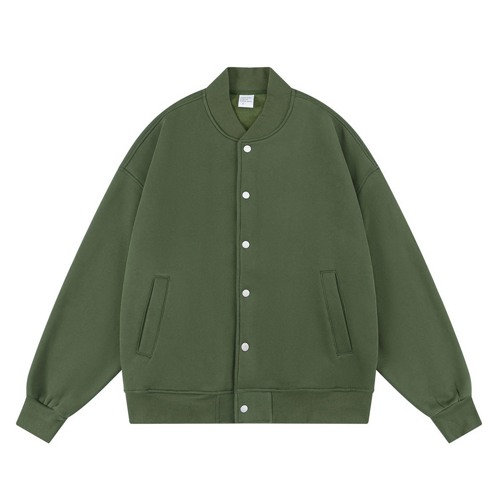 American Style Loose Solid Color With Fur Baseball Uniform