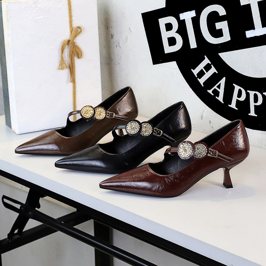Party High Heels Thin Heel Shallow Mouth Pointed Toe