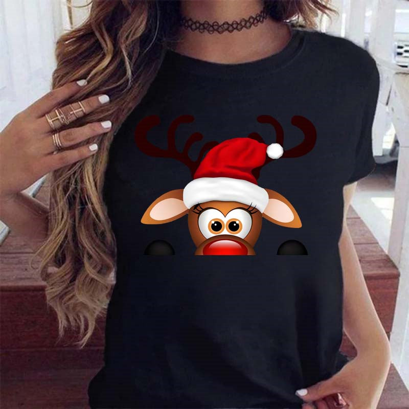 Christmas Red Plaid Leopard Short Sleeves