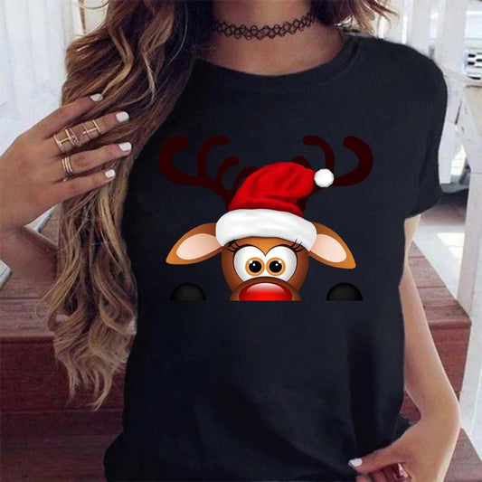 Christmas Red Plaid Leopard Short Sleeves