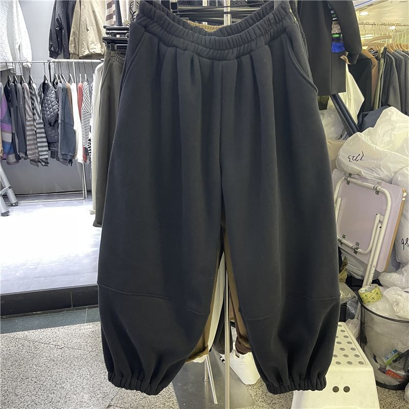 Large Size Women's 300 Jin Plus Fleece Thickened Bundle Feet Haren Pants
