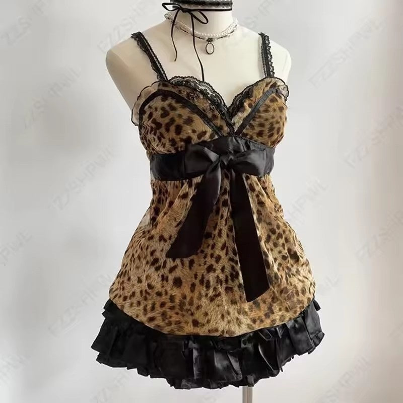 Fashion Sexy Hot Girl Striped Lace Bow Sweet Women's Fashion Clothing Sling