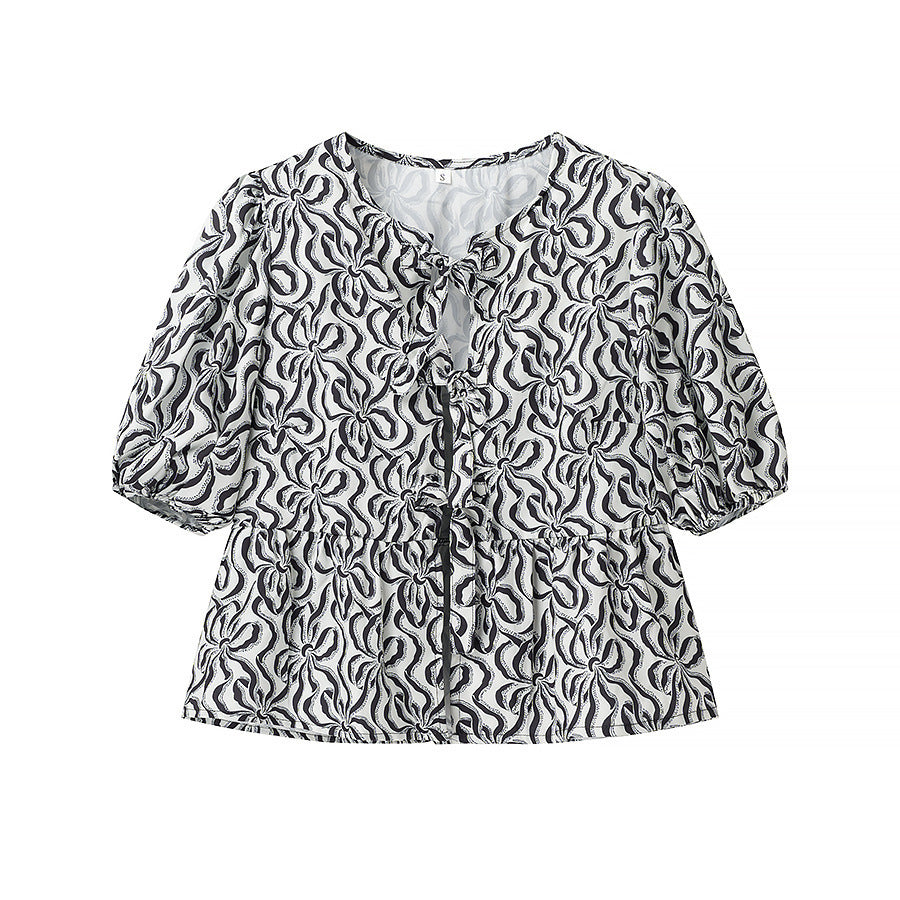 Women's New Leopard Print Short Sleeve Shirt