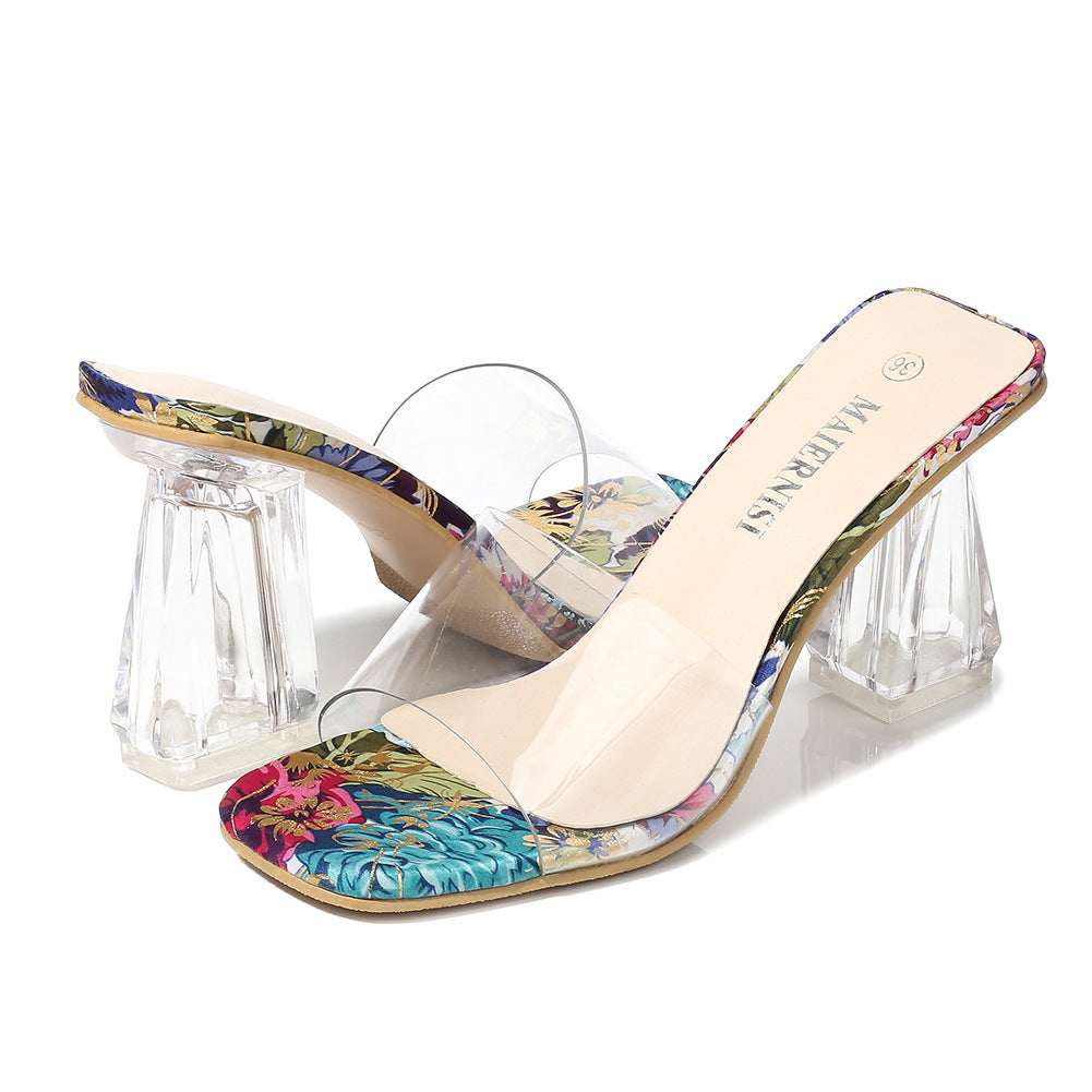 European and American transparent large size high heels